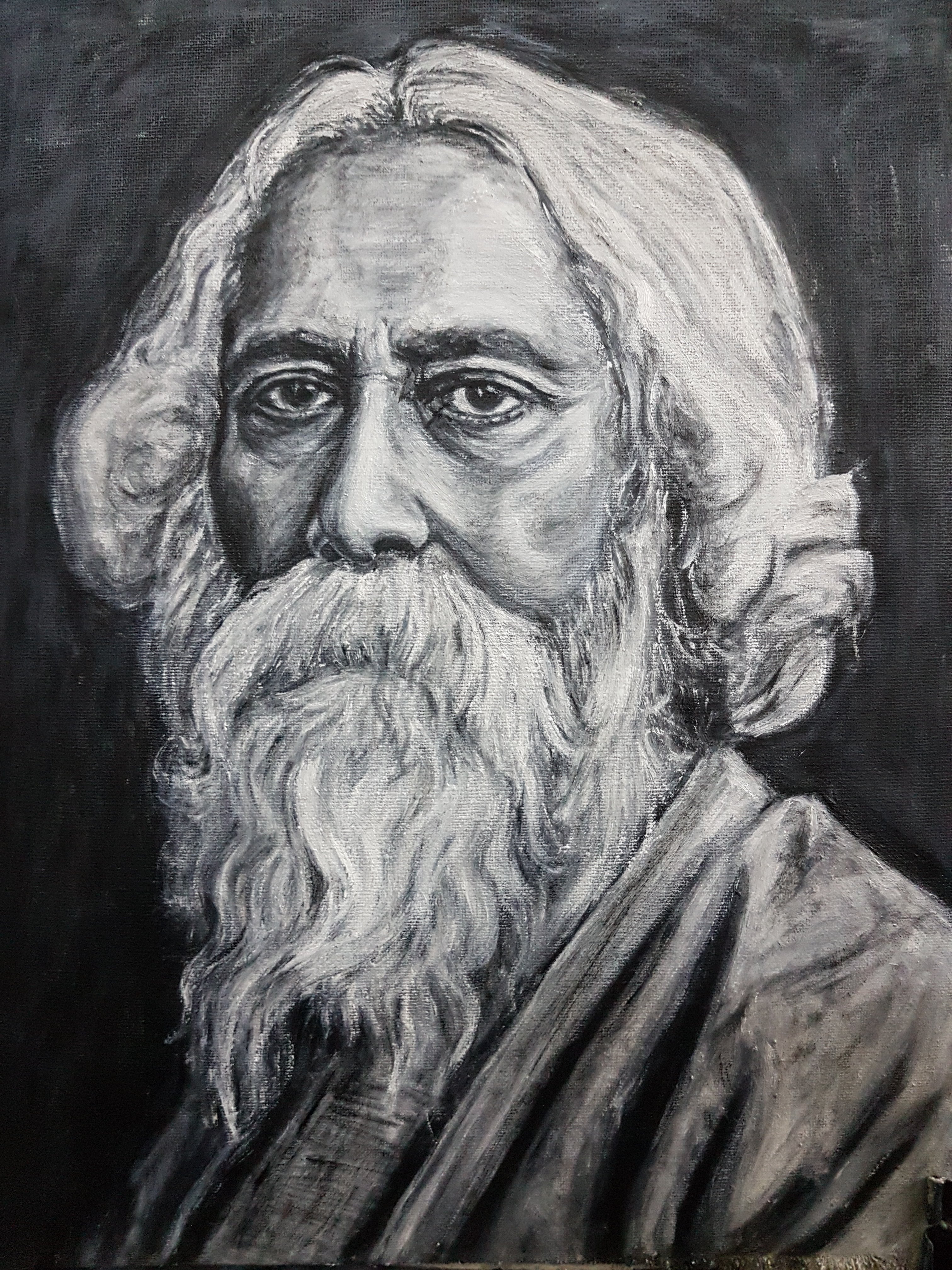 Rabindra Nath Tagore, Painting by Anita Sanyal | Artmajeur